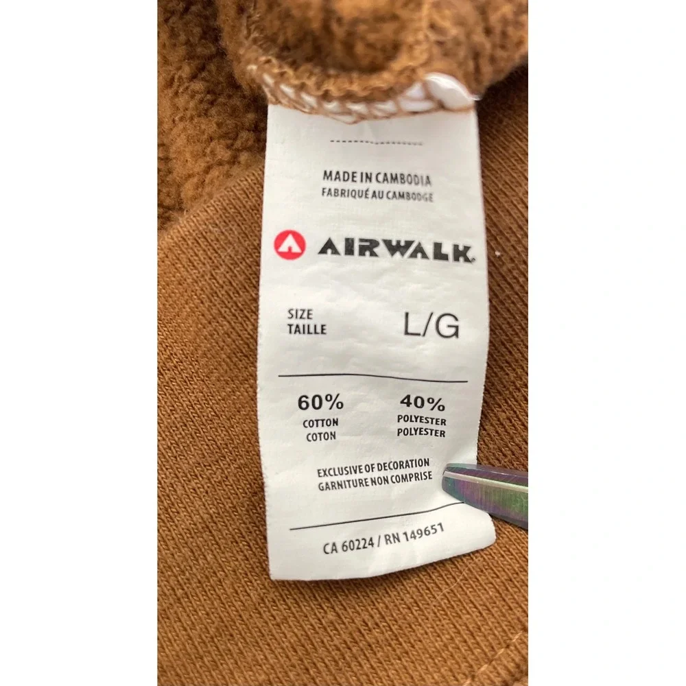 Airwalk Mens Skeleton Grim Reaper Graphic Hoodie Brown Fleece Sweatshirt Large